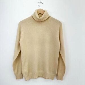 Woolovers Women’s Cream New Wool Ribbed Collar Turtleneck Pullover Sweater